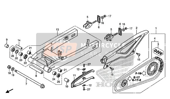 Honda NC750SA 2018 Brazo oscilante para un 2018 Honda NC750SA