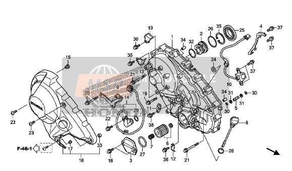 Honda NC750SD 2018 Rechte Kurbelgehäuseabdeckung für ein 2018 Honda NC750SD