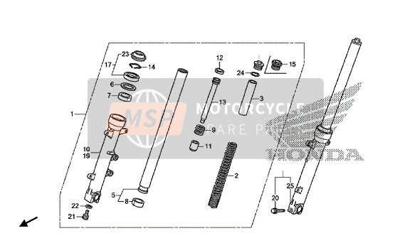 51500MKLD81, Fork Assy., L. Fr. (Showa), Honda, 0