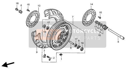 Honda GL1500SE 1998 FRONT WHEEL for a 1998 Honda GL1500SE