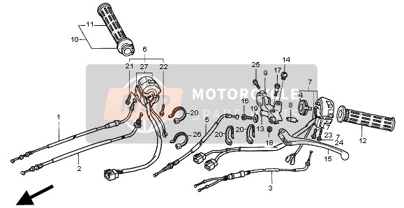 Honda NT650V 1998 Schakelaar & Kabel & Handvat Hendel voor een 1998 Honda NT650V