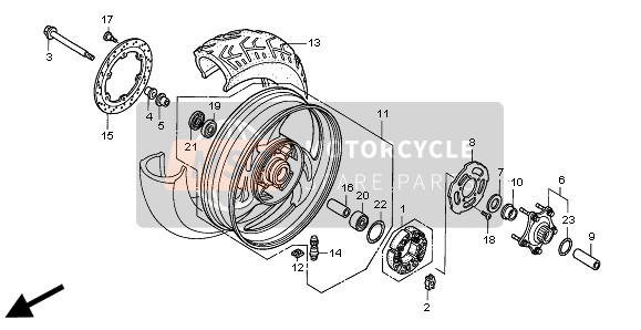 Honda NT650V 1998 REAR WHEEL for a 1998 Honda NT650V