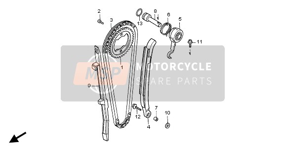 Honda NX650 1998 CAM CHAIN & TENSIONER for a 1998 Honda NX650