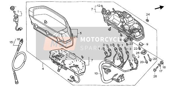 Honda NX650 1998 Meter (KMH) voor een 1998 Honda NX650