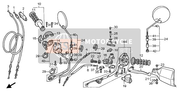 Honda NX650 1998 SWITCH & CABLE for a 1998 Honda NX650