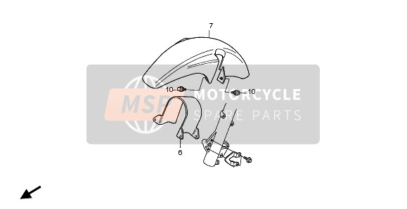 Honda NX650 1998 FRONT FENDER & FRONT DISK COVER for a 1998 Honda NX650