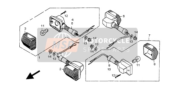 Honda NX650 1998 Indicador para un 1998 Honda NX650