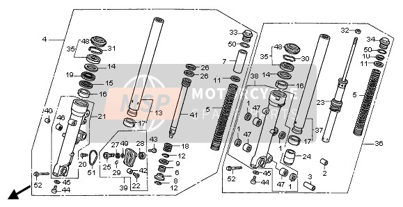 Honda ST1100A 1998 Forcella anteriore per un 1998 Honda ST1100A