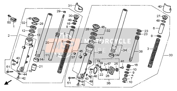 Honda ST1100 1998 Forcella anteriore per un 1998 Honda ST1100