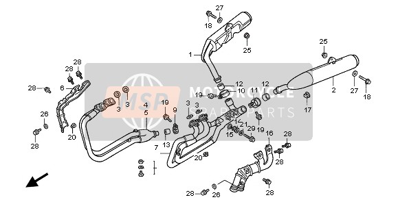 Honda ST1100 1998 Silencieux d'échappement pour un 1998 Honda ST1100