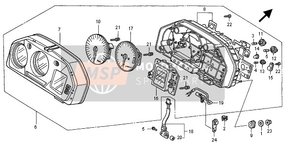 37200MBG601, Speedometer Assy.(Mph/kph), Honda, 0