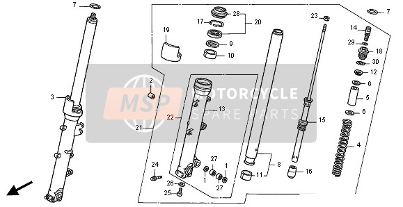 Honda VFR800FI 1998 FRONT FORK for a 1998 Honda VFR800FI