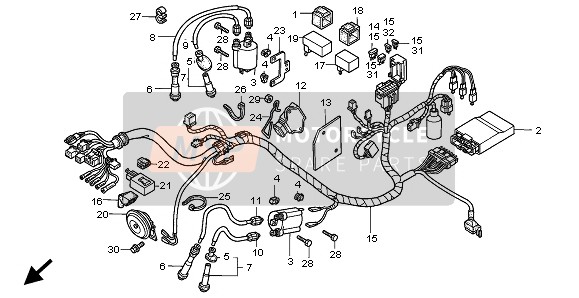 Honda VT750C2 1998 Harnais de fil pour un 1998 Honda VT750C2