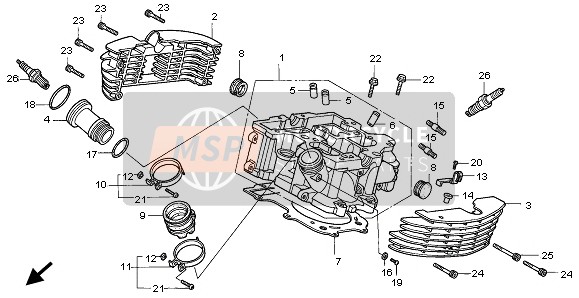 Honda VT1100C2 1998 CYLINDER HEAD (REAR) for a 1998 Honda VT1100C2