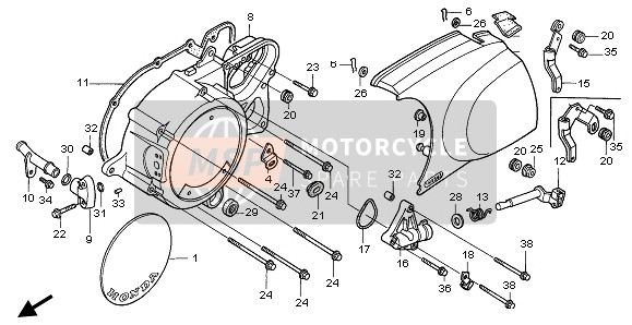 Honda VT1100C2 1998 LEFT CRANKCASE COVER for a 1998 Honda VT1100C2