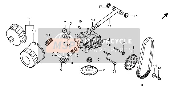 Honda NTV650 1995 ÖLFILTER & ÖLPUMPE für ein 1995 Honda NTV650