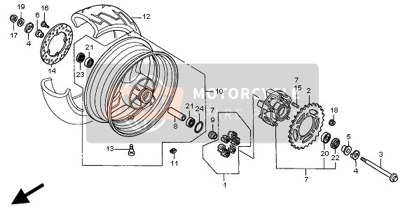 Honda CB600F 1999 Rueda trasera para un 1999 Honda CB600F