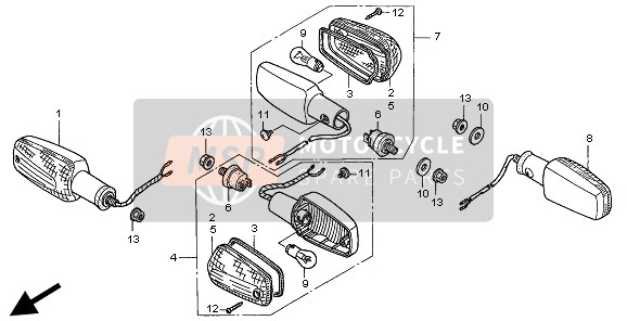 Honda CB600F 1999 Indicator voor een 1999 Honda CB600F