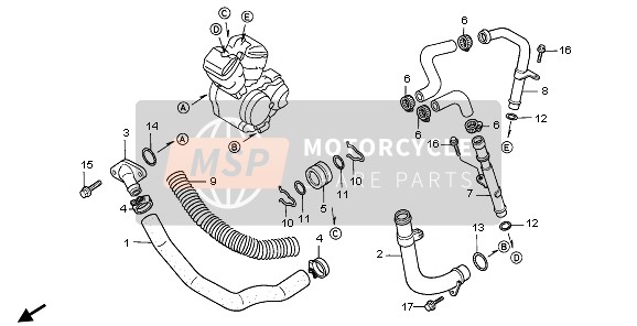 Honda NTV650 1995 WATER PIPE for a 1995 Honda NTV650