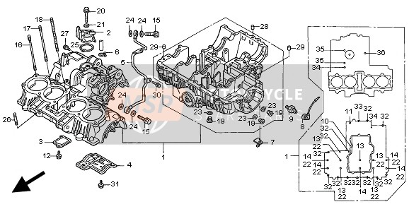 Honda CB750F2 1999 CRANKCASE for a 1999 Honda CB750F2