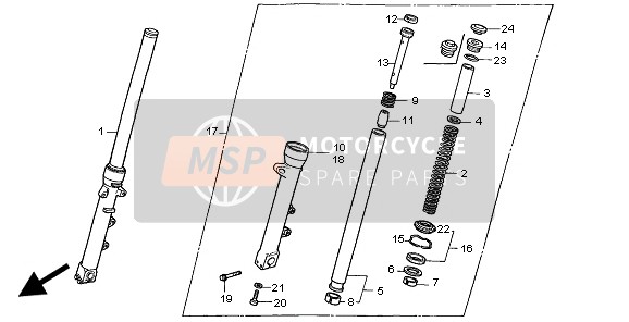 Honda CB750F2 1999 Fourche avant pour un 1999 Honda CB750F2