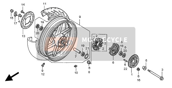 Honda CB750F2 1999 REAR WHEEL for a 1999 Honda CB750F2