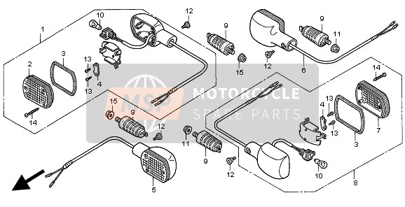 Honda CB750F2 1999 Indicator voor een 1999 Honda CB750F2