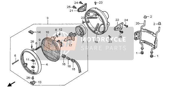 Honda NTV650 1995 HEADLIGHT (UK) for a 1995 Honda NTV650