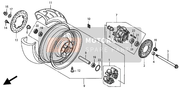 Honda CB1300X4 1999 REAR WHEEL for a 1999 Honda CB1300X4