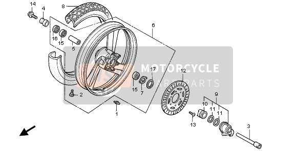 Honda NTV650 1995 Ruota anteriore per un 1995 Honda NTV650