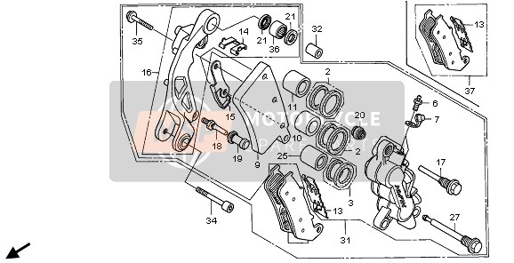 Honda CBR1000F 1999 FRONT BRAKE CALIPER for a 1999 Honda CBR1000F