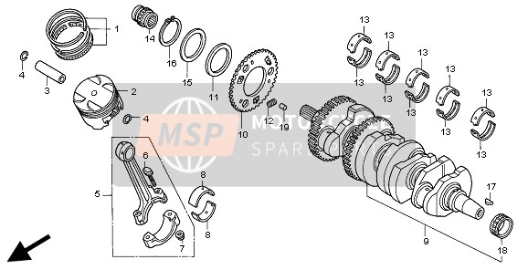 Honda CBR1100XX 1999 Vilebrequin & Piston pour un 1999 Honda CBR1100XX