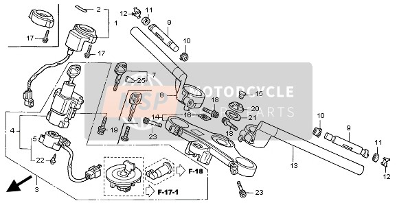 Honda CBR1100XX 1999 Tuyau de poignée & Pont supérieur pour un 1999 Honda CBR1100XX