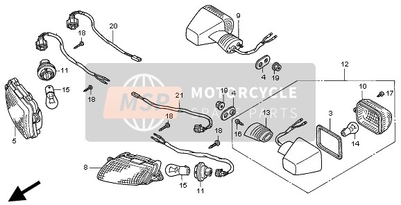 33650MATE01, Winker Assy., L. Rr.(12V 21W) (Stanley), Honda, 0