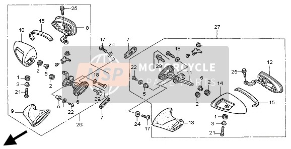 Honda CBR1100XX 1999 BACK MIRROR for a 1999 Honda CBR1100XX