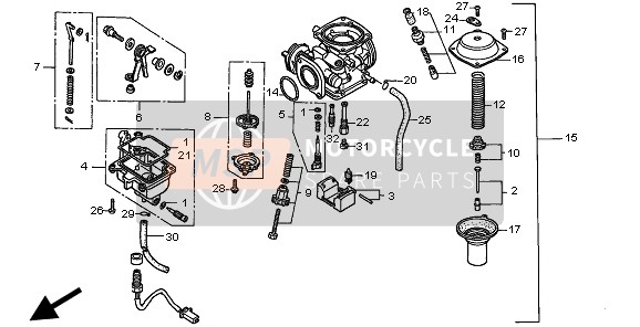 Honda CMX250C 1999 CARBURETOR for a 1999 Honda CMX250C