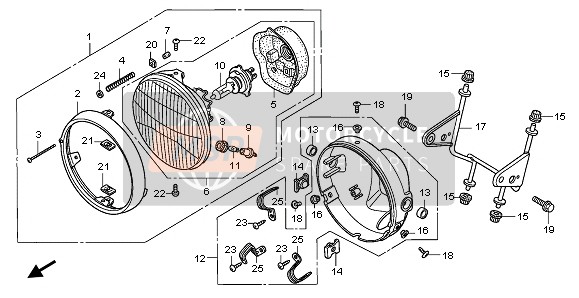 Honda FX650 1999 HEADLIGHT (EU) for a 1999 Honda FX650