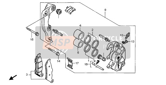 Honda FX650 1999 FRONT BRAKE CALIPER for a 1999 Honda FX650