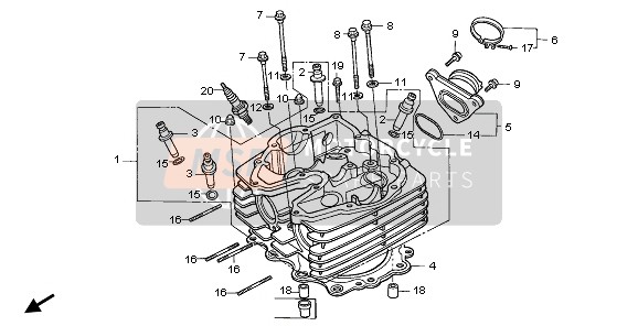 Honda NX650 1995 Cabeza de cilindro para un 1995 Honda NX650