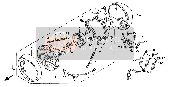 Honda GL1500C 1999 HEADLIGHT(EU) for a 1999 Honda GL1500C