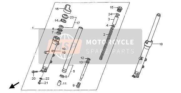 Honda NT650V 1999 Tenedor frontal para un 1999 Honda NT650V