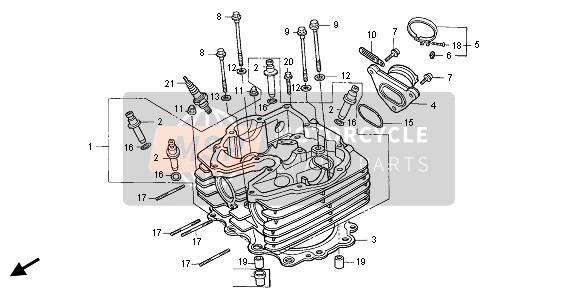 Honda NX650 1999 CYLINDER HEAD for a 1999 Honda NX650