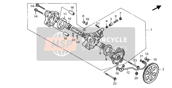 Honda NX650 1999 Oliepomp voor een 1999 Honda NX650