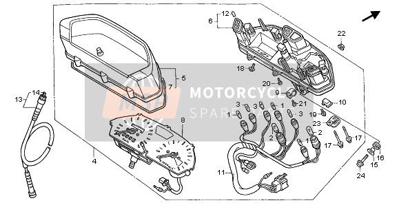 Honda NX650 1999 Meter (MPH) voor een 1999 Honda NX650