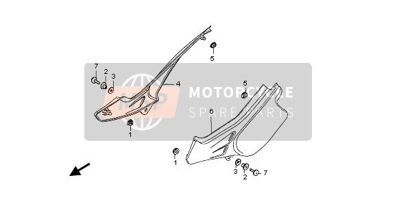 Honda NX650 1999 SIDE COVER for a 1999 Honda NX650