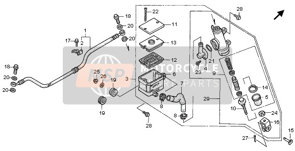 Honda NX650 1995 Maître-cylindre de frein arrière pour un 1995 Honda NX650