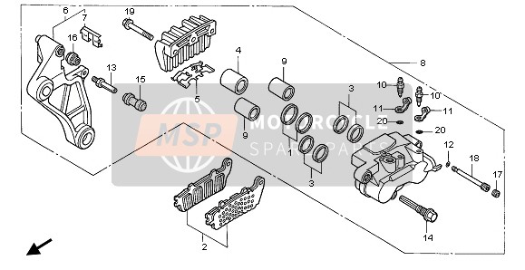 Honda ST1100A 1999 Remklauw achter voor een 1999 Honda ST1100A