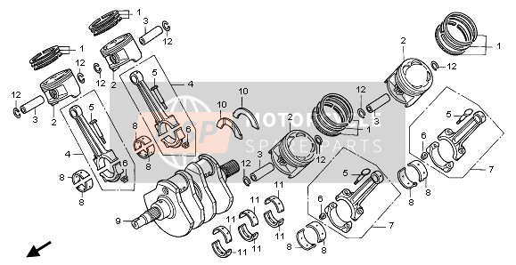 Honda ST1100 1999 CRANKSHAFT & PISTON for a 1999 Honda ST1100