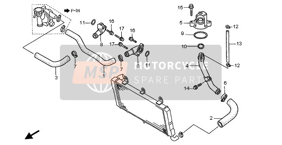 Honda ST1100 1999 WATER PIPE for a 1999 Honda ST1100