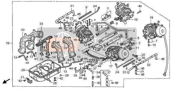 Honda ST1100 1999 CARBURETOR (ASSY.) for a 1999 Honda ST1100